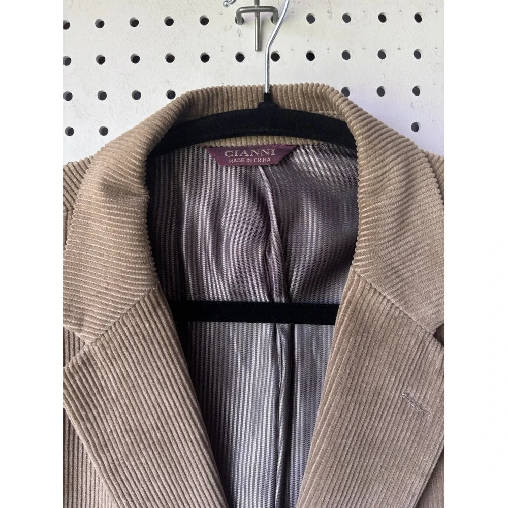 Cianni Cellini Super Cord Corduroy Men's 46R Cotton Blazer Jacket Brown Lined